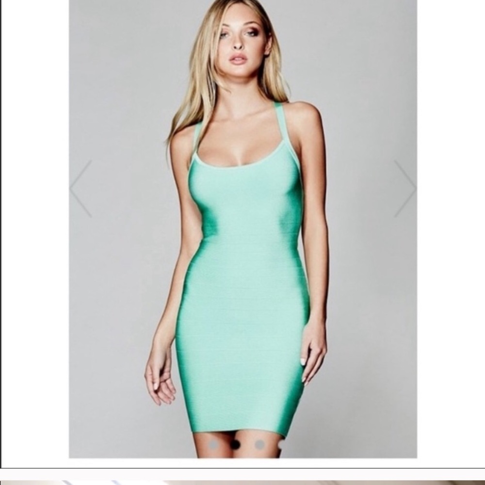 Marciano bandage teal dress